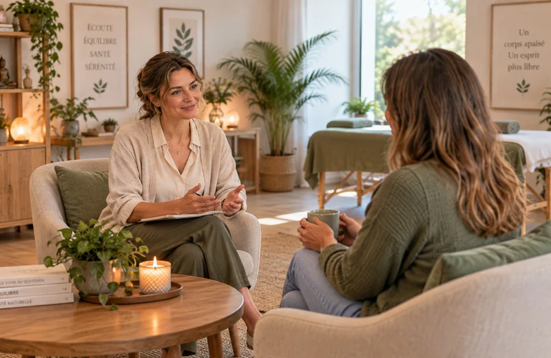 Professionnelle échangeant avec une cliente