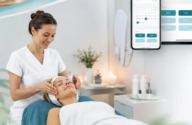 Professionnelle dans un espace de soin lumineux